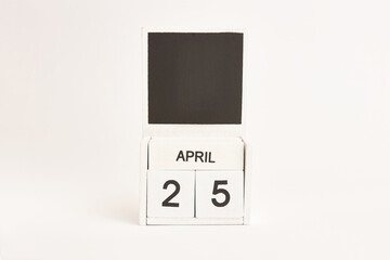 Calendar with the date April 25 and a place for designers. Illustration for an event of a certain date.