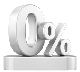 3D 0%. Zero percent installment. 3D illustration.