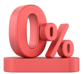 3D 0%. Zero percent installment. 3D illustration.