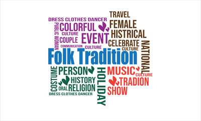 Folk Tradition Word Cloud Typography