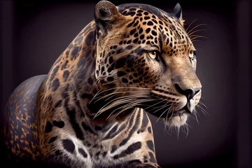 Foto op Plexiglas black and golden jaguar portrait © CreativeImage