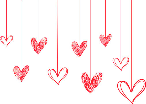 Hanging Love Hearts Decorative Stock Vector | Adobe Stock