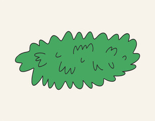 Cartoon green grass, children's illustration. Part of the lawn, piece. Flat design, hand drawn.