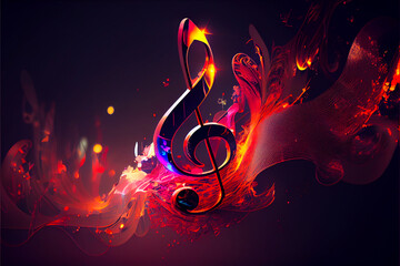 Beautiful and elegant musical note, guitar, sound, music, musical note, magic, club, dance, happy