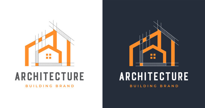 Real estate house building construction logo icon symbol design template