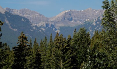 Mountain with moon in a background