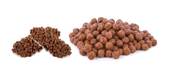 Chocolate cereal isolated on white background.