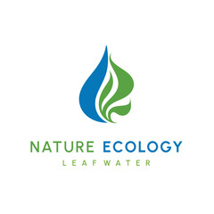Water drop and leaf, Eco nature, spa, aquascape Logotype. Environment, natural liquid. Colorful Vector flat icon logo for business company. Corporate identity design element.