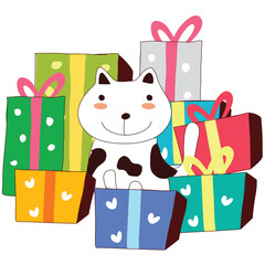 gift boxes and happy cats
