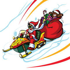 Santa Claus-Dressed Man Driving Snow Jetski
- 551145595