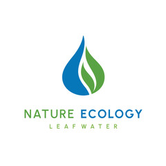 Water drop and leaf, Eco nature, spa, aquascape Logotype. Environment, natural liquid. Colorful Vector flat icon logo for business company. Corporate identity design element.