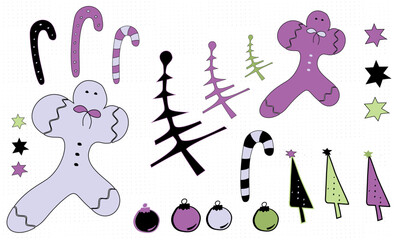 Christmas Ornaments  in Purple and Green