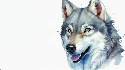 Beautiful illustration of a wolf isolated on a white background.