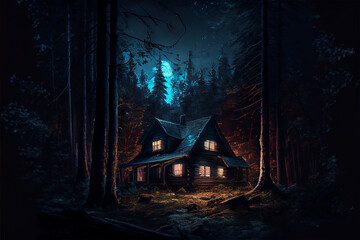 Scary cabin in the woods - obrazy, fototapety, plakaty