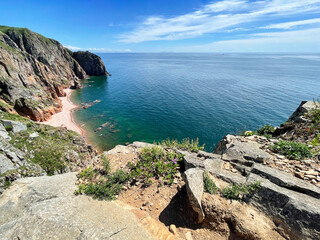 Russia, Vladivostok. The south-eastern coast of the island of Shkota in summer in clear weather