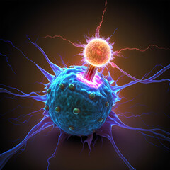 T cell attacking cancer