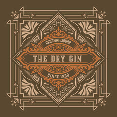 Whiskey label with old frames