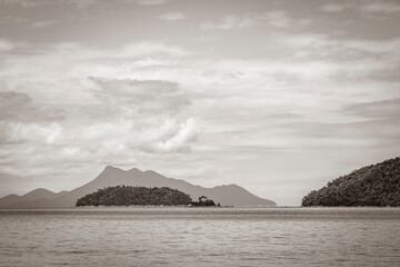 Mangrove and Pouso beach on tropical island Ilha Grande Brazil.
