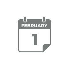 February Calendar Icon Vector Template