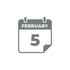 February Calendar Icon Vector Template