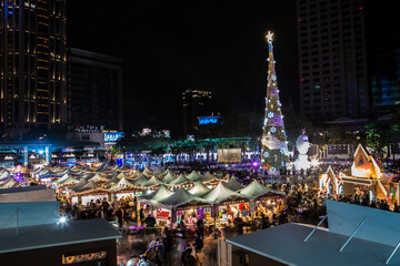 Obraz premium Merry Christmas Illumination at New Taipei, Taiwan 2023