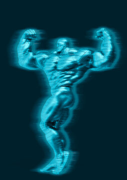 Man Made Of Steel Doing A Bodybuilder Pose Number Fifteen Full Body In A White Background