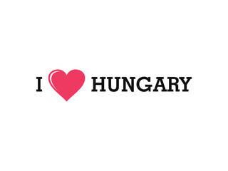 I Love Hungary Country Vector Logo Template