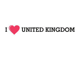 I Love United Kingdom Country Vector Logo Template