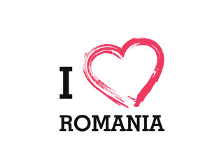 I Love Romania Country Vector Logo Template