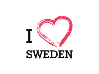 I Love Sweden Country Vector Logo Template
