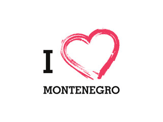 I Love Montenegro Country Vector Logo Template