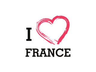 I Love France Country Vector Logo Template