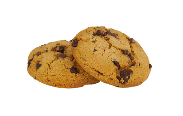 Chocolate chip cookies isolated on transparent background with PNG. Homemade pastry. Sweet biscuits