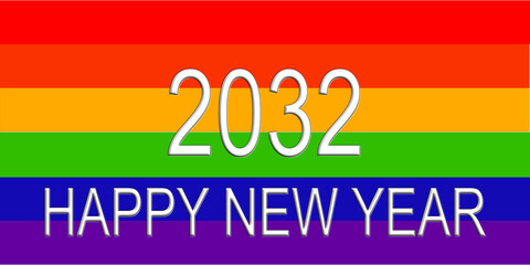 2032 colorful rainbow background year number