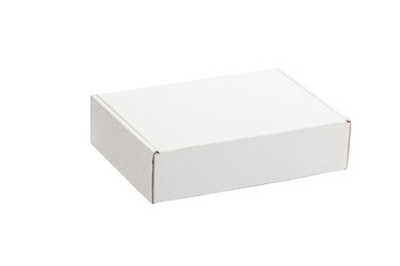 Closed blank carton box isolated on transparent background.