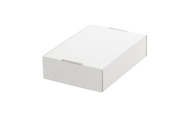 Closed blank carton box isolated on transparent background.
