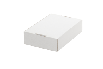 Closed blank carton box isolated on transparent background.
