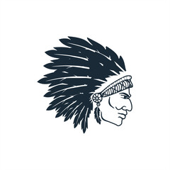 illustration of indian chief mascot stamp icon or logo