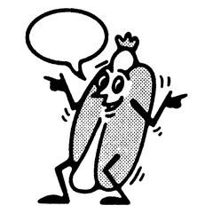 Retro Vintage Hot Dog Mascot Cartoon Character