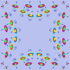 Stylized colored  whirligigs. Hand drawn.