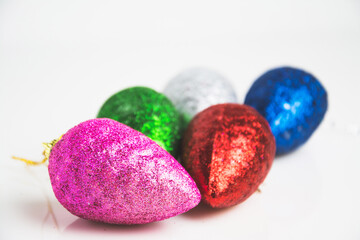 Christmas decorations on a white