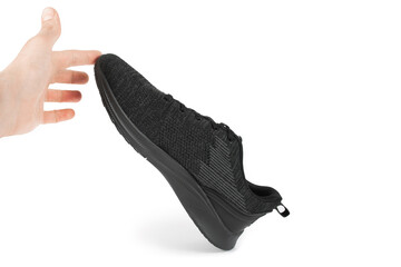 black sports sneaker on a white background