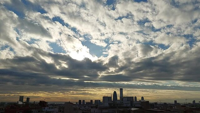 Time Lapse of the movement of clouds over the sky of Barcelona (SPAIN)