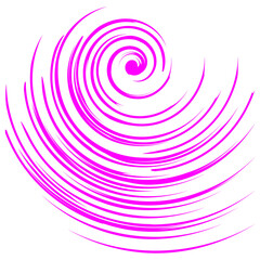 Illustration of a loose half spiral image in pink on transparant background, png