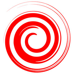 Illustration of a wide spiral image in red on transparant background, png
