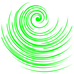 Illustration of a loose half spiral image in green on transparant background, png