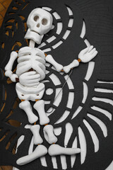 A skeleton doll made for a performance in a puppet theater. Vertep, Western Ukraine. Handmade. Ukrainian ethnos.