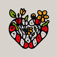 Retro Vintage Candy Cane and Flowers Christmas Design