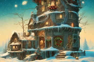 Christmas city illustration