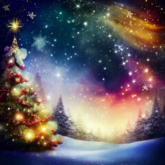 Naklejka premium Christmas tree in the night